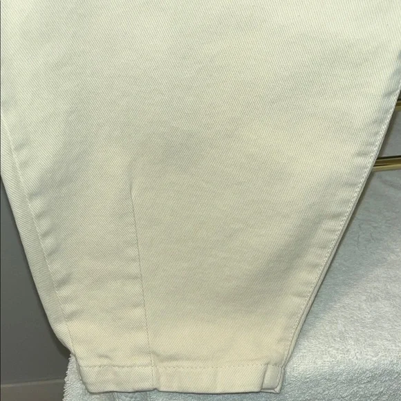 Zara Slouchy Jeans Black Label High Waist Pleated Cream Cropped - Size 6 NWT - Picture 6 of 12